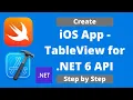 Create an iOS app with TableView for Net 6 API