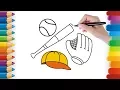 How to Draw and coloring Baseball Stuff How to Draw for Kids Coloring Pages How to Draw for Children