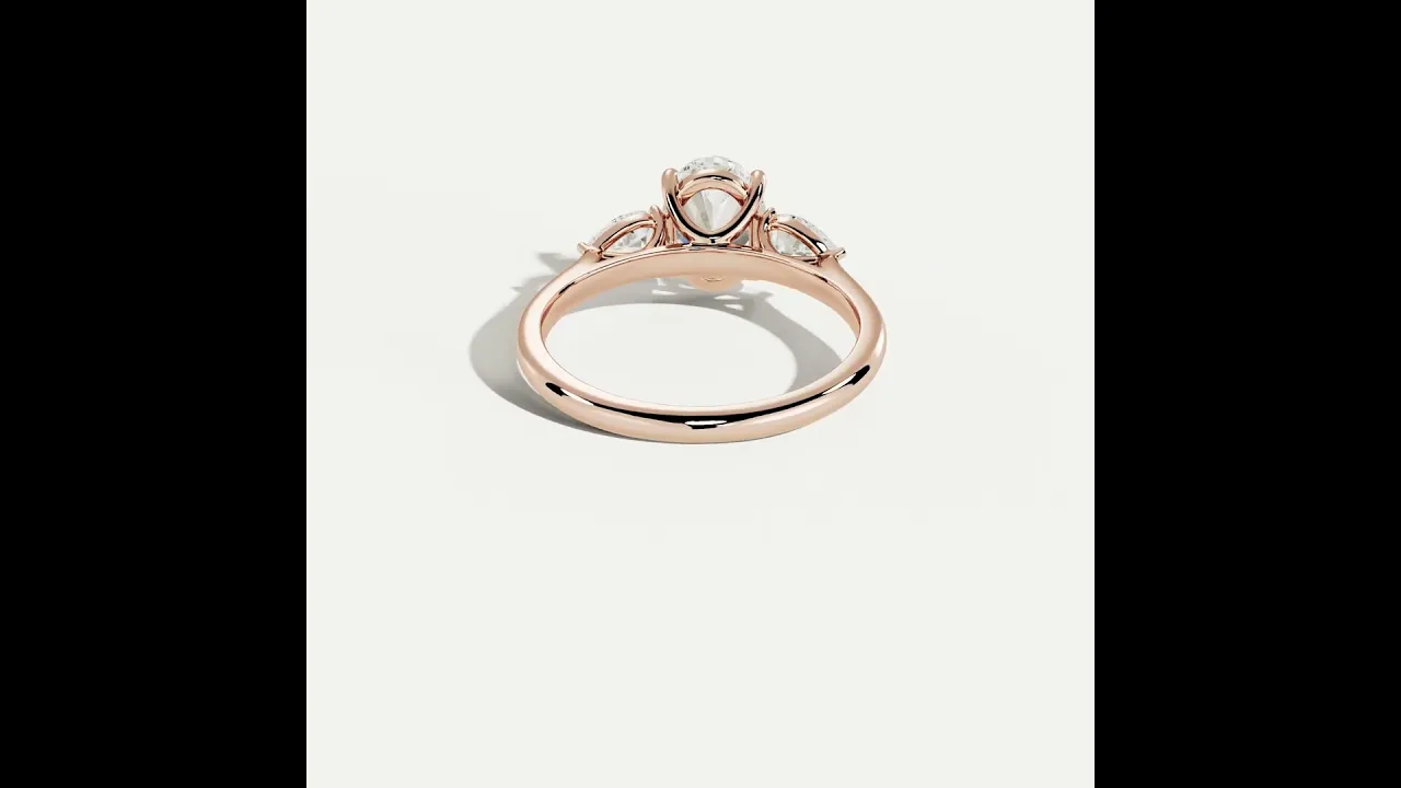 Esme丨Oval Lab Diamond Three-Stone Engagement Ring with Pear Side Stones