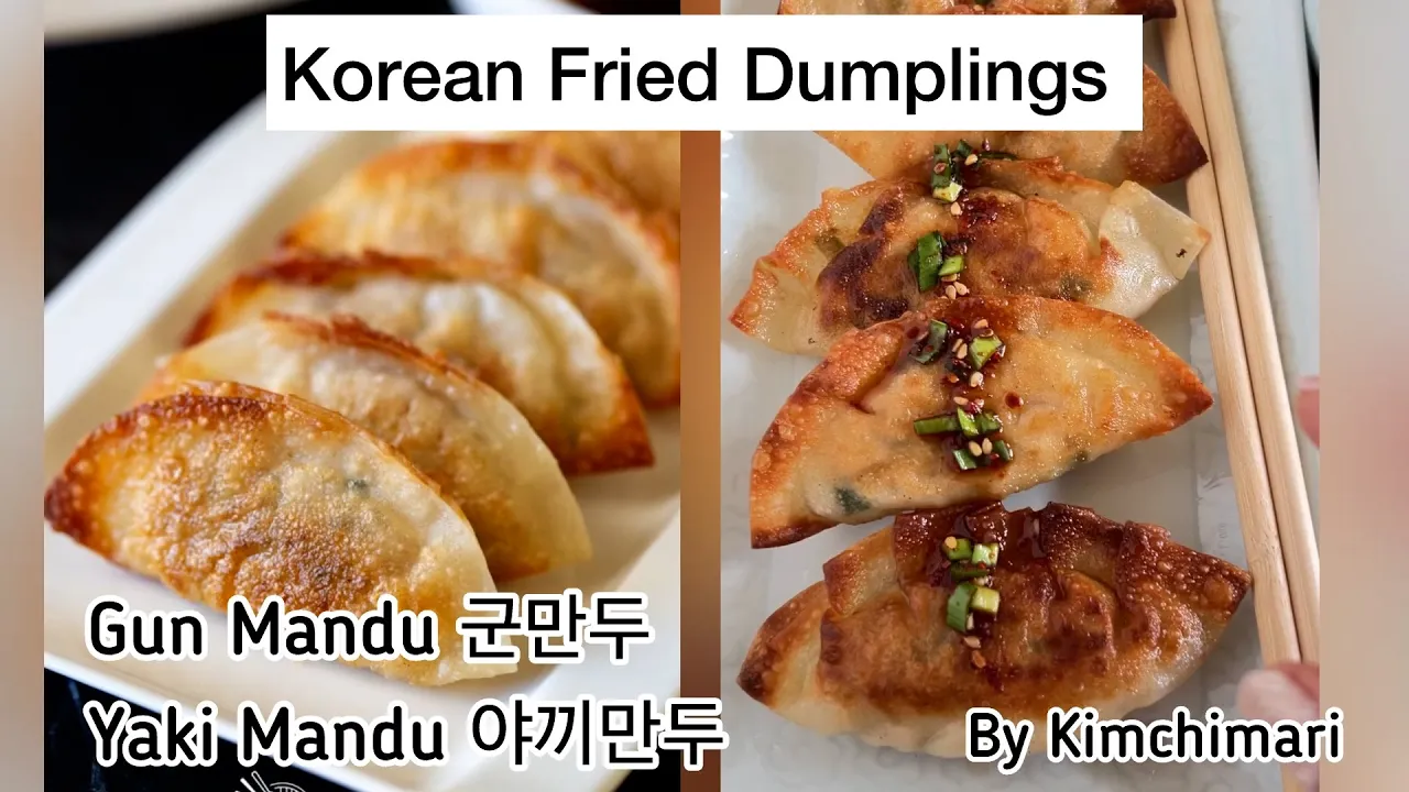 Make Gun Mandu or Yaki Mandu - fried dumplings with kimchi and Japchae noodles. Deep-fried/pan-fried