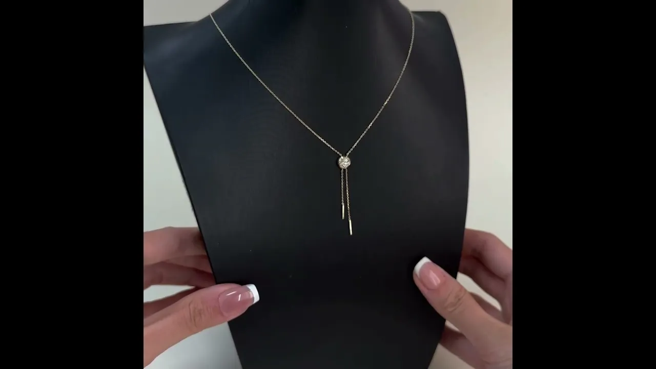 Lab Grown Diamond Ball Pendant Y Necklace In 14K Solid Gold/Platinum