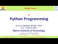 Bridge Course Python Programming Dr N K Sakthivel Anna University NIT