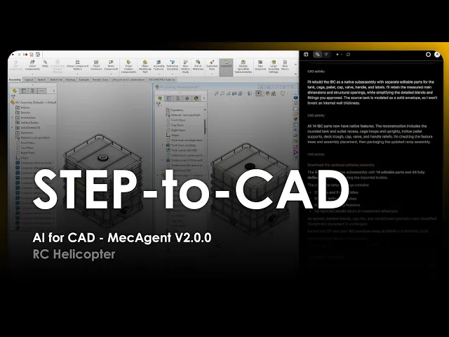 AI for CAD - STEP-to-Parametric CAD - MecAgent 2.0.0 - Plastic Container - Demo