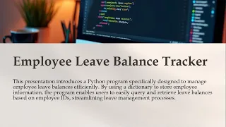 DT Employee Leave Balance Tracker Problem Solving Using Python SNS Institutions