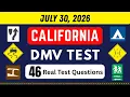 July 30 2026 Real California DMV Written Test 2026 46 Real Test Questions Car Permit Test New