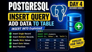 PostgreSQL Day 4 INSERT Query in PostgreSQL Insert Single Multiple Records
