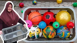 Mengumpulkan Bola Basket Karakter ke Keranjang