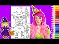 Coloring a Cute Witch Halloween Coloring Page Prismacolor Colored Pencils