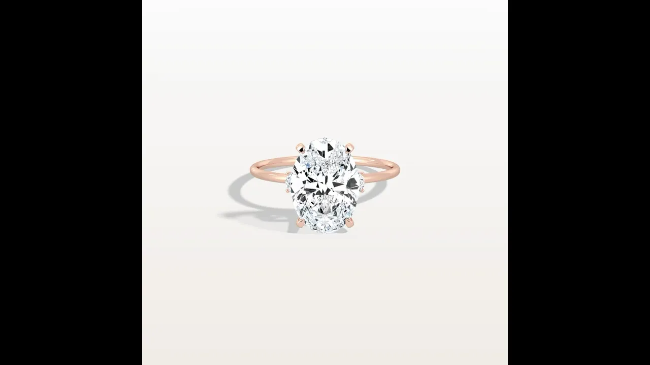 Olivia丨3CT Three-Stone Lotus-Inspired Lab-grown Diamond Engagement Ring