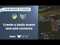 Create a basic scene add content with Harfang Studio