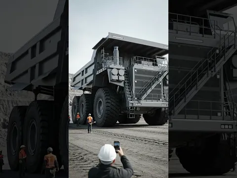 A matalic dumping truck