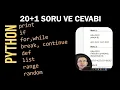 Python 20 Soru ile Temel Kavramlar