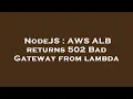 NodeJS AWS ALB returns 502 Bad Gateway from lambda