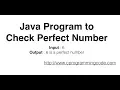 Java Program to Check Perfect Number