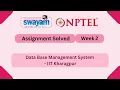 Data Base Management System Week 2 NPTEL ANSWERS 2026