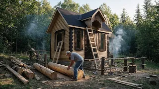 I Built a Wood House in 9 Days to Survive in the Forest | Start to Finish