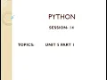 PYTHON SESSION 14
