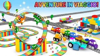 ✈️ Avventure in Viaggio! Aeroporti, Treni e Piste Acrobatiche 🎢 Macchinine Colorate | Compilation