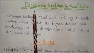 Exception Handling in Visual Basic Visual Basic