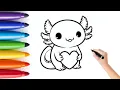 How to draw an Axolotl Axolotl Drawing and Coloring page for kids