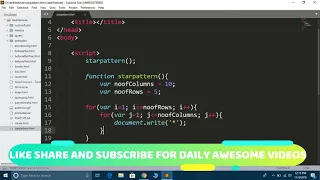 Advanced JavaScript Star Pattern Program to Print Rectangle of Stars using For Loop JavaScript