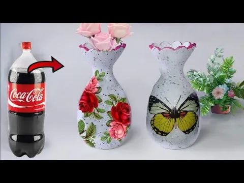 Download MP3 🌷Como fabricar floreros con botellas de plástico fáciles - Parece un jarrón de cerámica real  (2024)