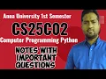 CS25C02 Important questions Computer Programming Python Notes with Important questions 2025