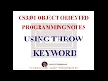 USING THROW KEYWORD NOTES CS3391 OBJECT ORIENTED PROGRAMMING NOTES 2021 REGULATION CSE
