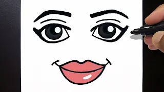Como DESENHAR WOMAN FACE ROBLOX - FÁCIL