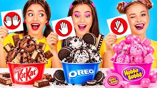 🍟✨ NO HANDS VS GIANT HANDS! Crazy Food Challenge for 24 Hours | by 123 GO!
