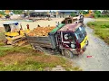 Download Lagu OMG! Incredible Landfill! Dump Truck 5Ton Back Uploading Stuck, Komatsu Dozer Pushing Soil, Mix VDO
