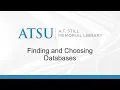 Finding and Choosing Databases