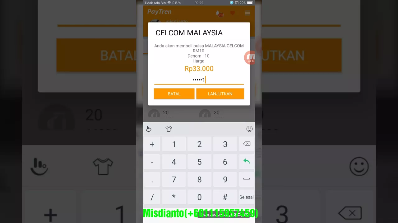 Cara isi pulsa lewat aplikasi PayTren. 