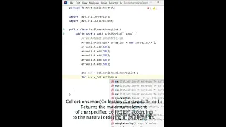 Java Program to Find the Maximum and Minimum Element in an ArrayList Java Collections Q A