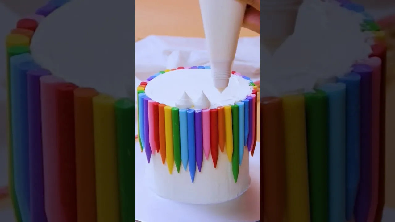 Rainbow Crayon Cake #shorts #cakes