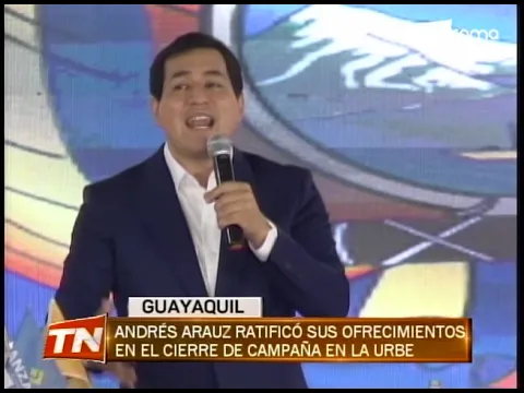 Andrés Arauz ratificó sus ofrecimientos en el cierre de campaña en la urbe