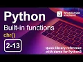 Python how to use chr built-in function quick library reference with demo 2-13