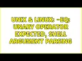 Unix Linux - eq unary operator expected shell argument parsing