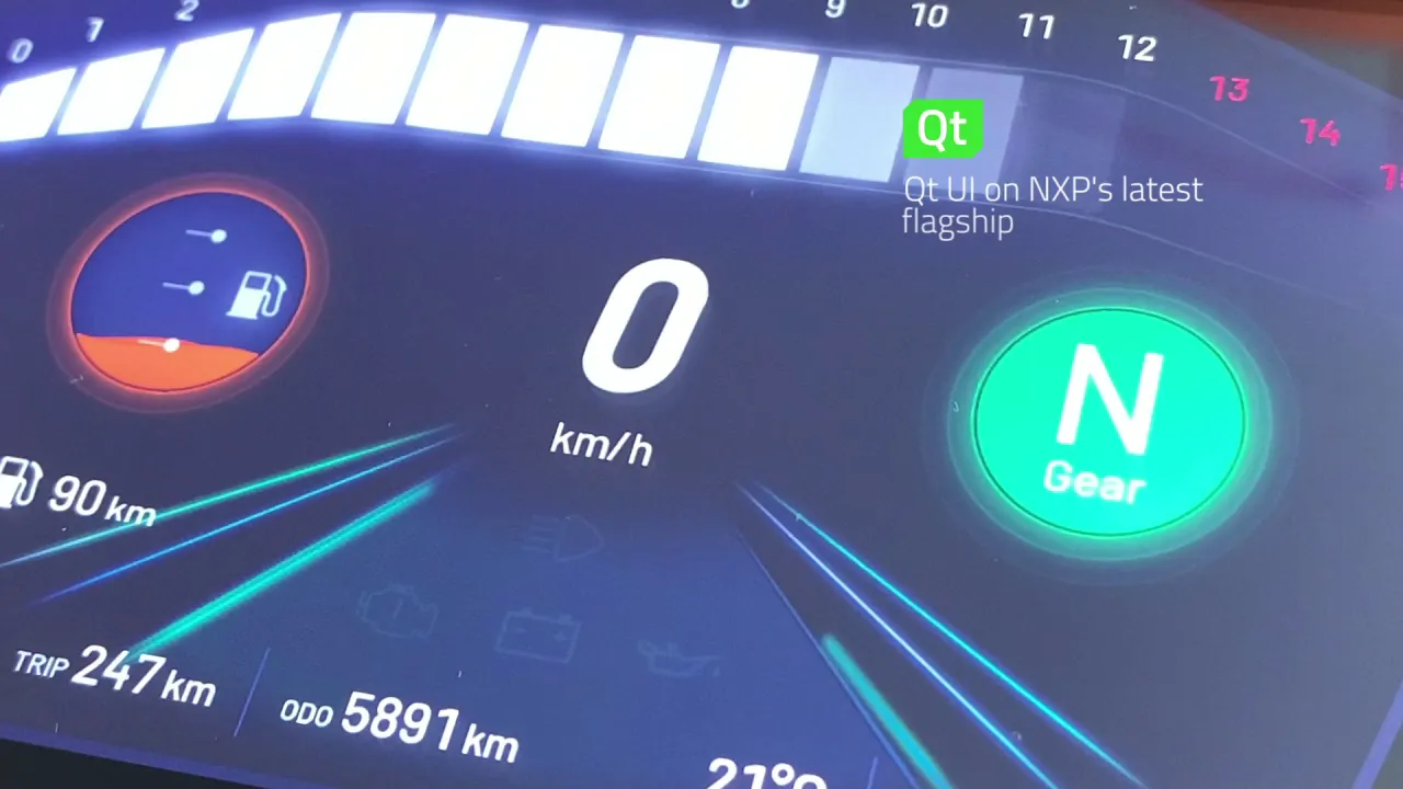 Qt for MCUs: Motorcycle Instrument Cluster on a NXP i.MX RT1170 EVK microcontroller {showcase}