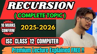 Recursion in Java ISC Class 12 Computer Science One Shot Lecture with Board Questions explanation