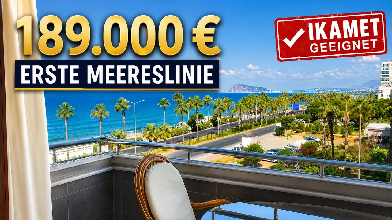 Beachfront 2+1 Apartment in Mahmutlar with sea view and beachfront location