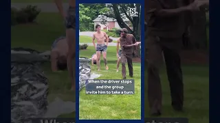 UPS Driver joins the summer fun after a Lancaster County delivery