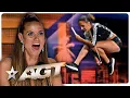 Lagu Nerveus meisje tilt touwtjespringen naar een hoger niveau bij America's Got Talent!