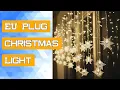 EU Plug Christmas Light Led Snowflake Curtain Garland Fairy String Lights Outdoor Home Party Garden