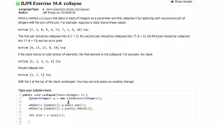 Java Practice It Exercise 14 4 collapse Collections and stacks queues
