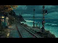 [4K Lofi Rain] Rainy Autumn Coastline 🍁 Heavy Rain & Ocean Waves for Deep Sleep, Focus & Study