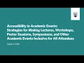 Accessibility in Academic Events