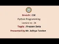 Python Programming Frozen Sets AKTU Digital Education
