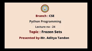 Python Programming Frozen Sets AKTU Digital Education