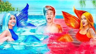 Hot vs Cold Mermaid! Fire Girl vs Ice Girl Awkward Situations